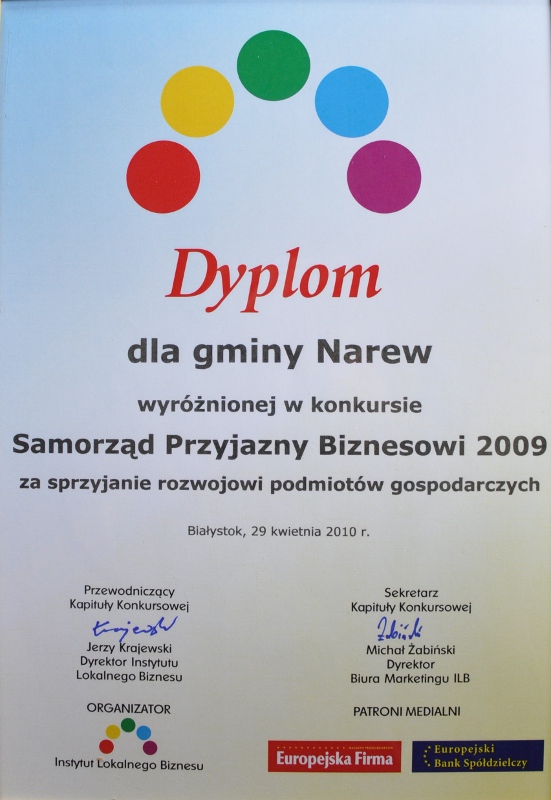 Wyróżnienie Samorząd Przyjazny Biznesowi 2009