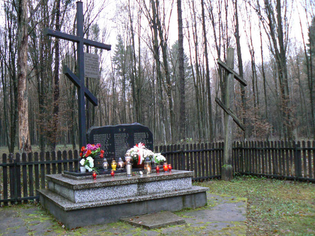 Pomnik pomordowanych w lesie za Waśkami
